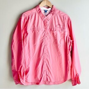 Eddie Bauer Coral Travel Vented Hiking Guide Field Sport Roll Tab Shirt